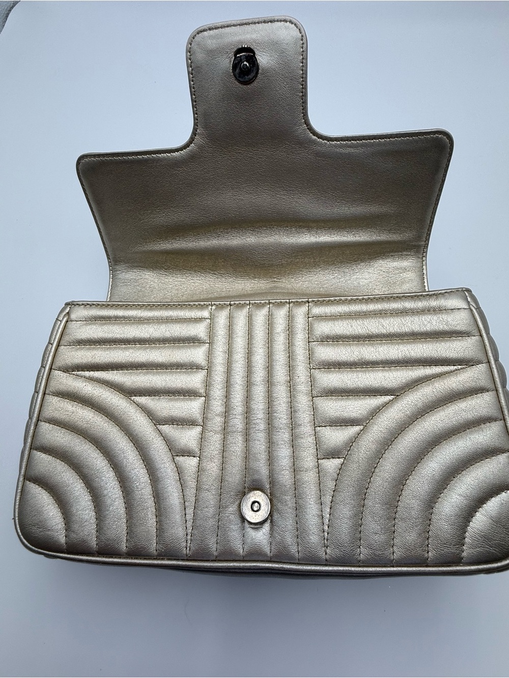 Prada Metallic Champagne Quilted Shoulder Bag with Chain Strap - Picture 9 of 13